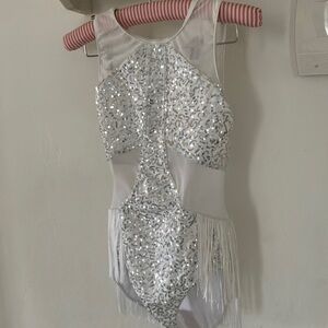 White sequin leotard